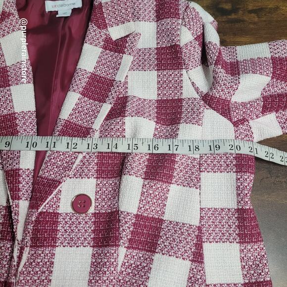 Liz Claiborne Blazer 14 P Tweed Buffalo Plaid Wool Blend Button Accents NWOT - Picture 6 of 11